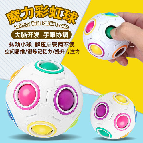 爆款魔力彩虹球魔方智力三阶魔方12孔减压球异形魔方儿童益智玩具