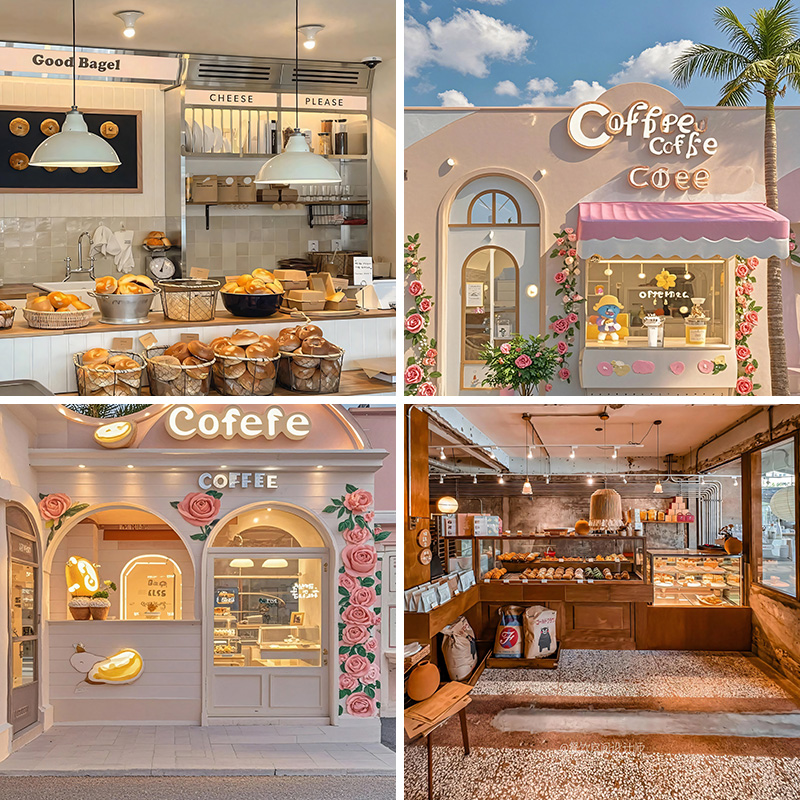 温馨甜品烘焙直播间背景墙3d立体网红面包店场景布置美食拍摄高清女主播柜台吃播带货壁纸画装饰2025年新款