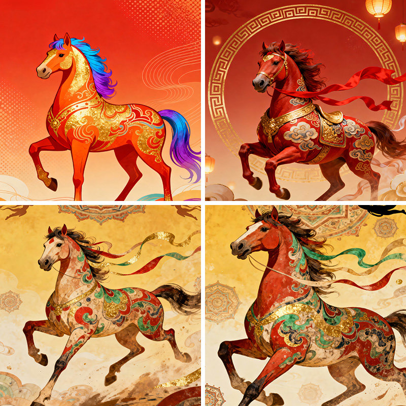 马年海报新年马年马到成功主播网红大尺寸壁纸画直播背景布3d立体背