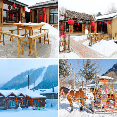 东北农村雪乡直播背景布3d立体背景墙小院农家乐雪屋雪景房子高清网红抖音快手场景布置背景布可定制大尺寸