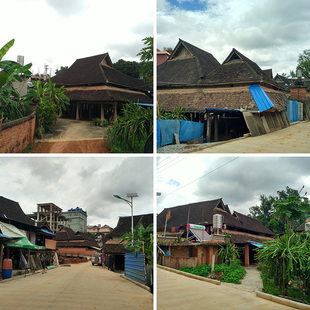 西双版纳风景直播间背景墙傣族房屋竹楼直播背景布3d立体背景墙房子场景布置民族风可移动网红主播挂布大气