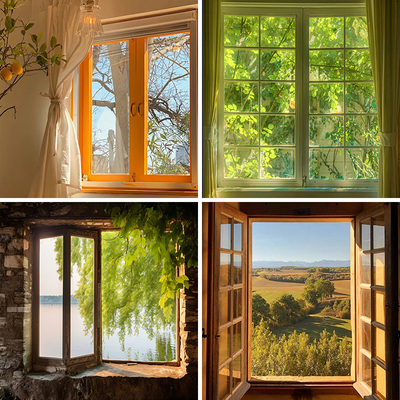 唯美窗户风格直播背景墙3d立体壁纸高级感网红拍照区布置床头挂布挂毯装饰宿舍出租屋高级感网红屏风女装百