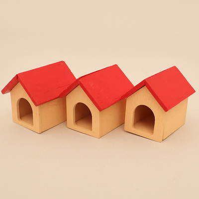 1:12娃娃屋微缩木质小房子宠物狗窝BJD场景配件仿真动物狗粮模型