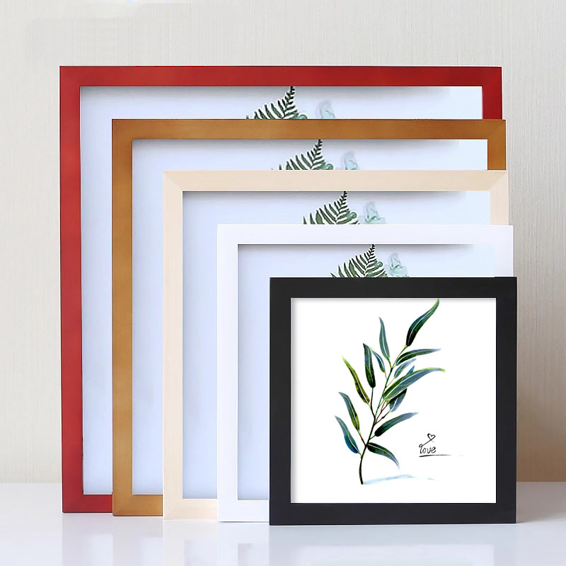 V45O正方形相框挂墙画框装裱十字绣裱框钻石画框空框儿童实木框架