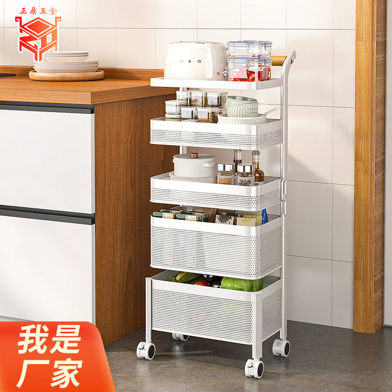 客厅收纳架推车带滑轮家用多层置物架零食茶叶厨房杂物储物小推车