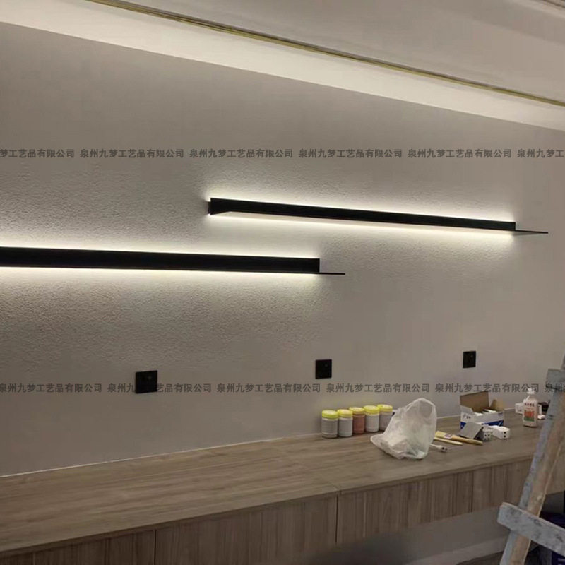 书架置物架l型分层板墙壁发光一字板书架客厅金属隔板装饰置物板
