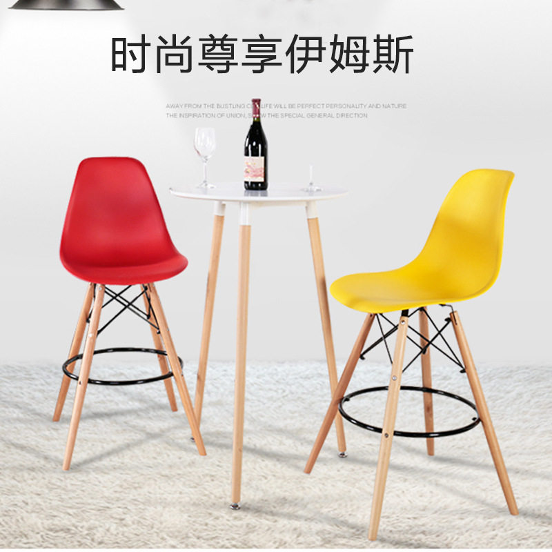 北欧简约吧台桌椅休闲铁艺实木吧椅奶茶店酒吧咖啡厅长条桌椅