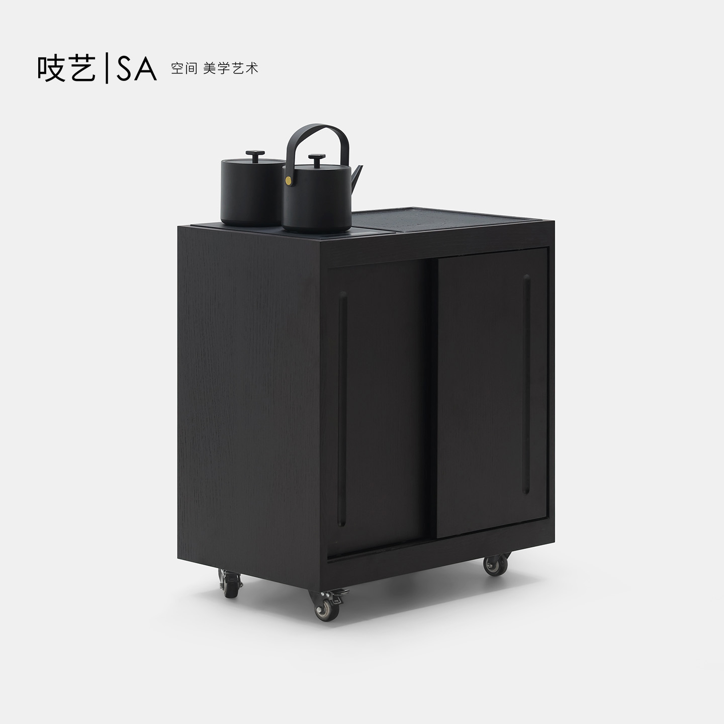 意式极简可移动边柜带轮储物柜