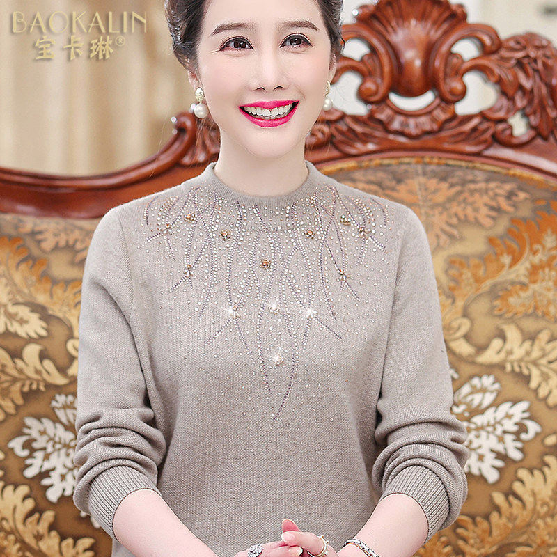 中年妈妈毛衣半高领中老年人女装羊毛衫老太太奶奶打底衫内搭春秋