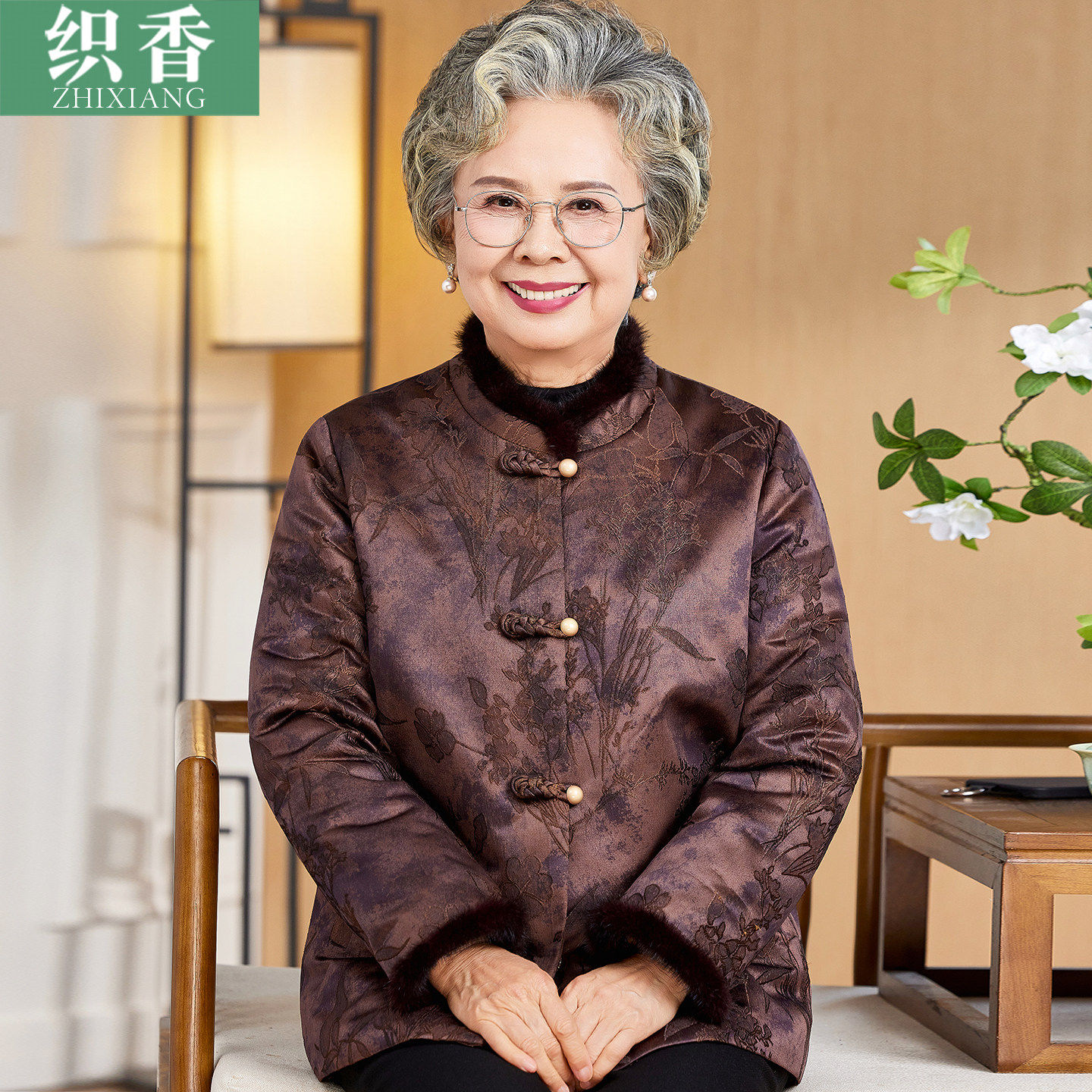 中老年人女冬装妈妈加绒加厚棉衣70岁80老太太棉袄奶奶装唐装外套