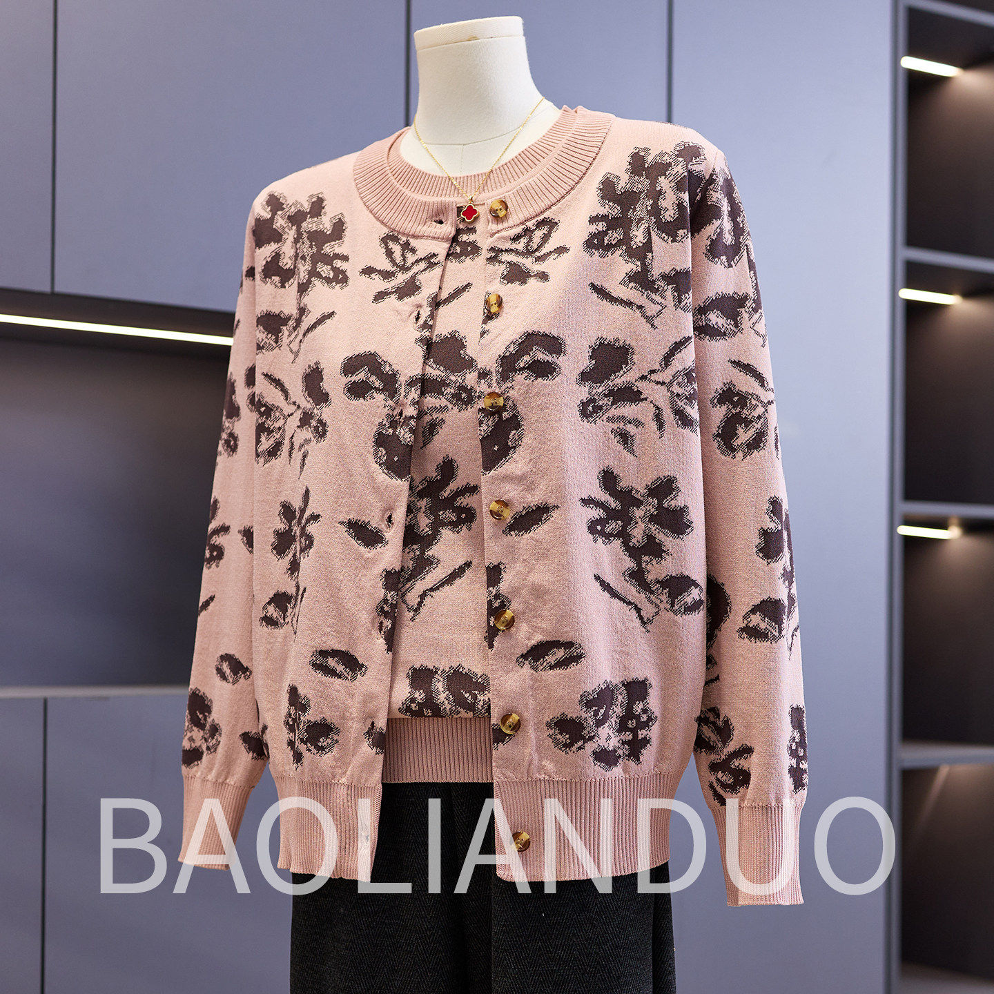 气质妈妈春装提花针织衫中年女装新款上衣中老年春秋开衫两件套装