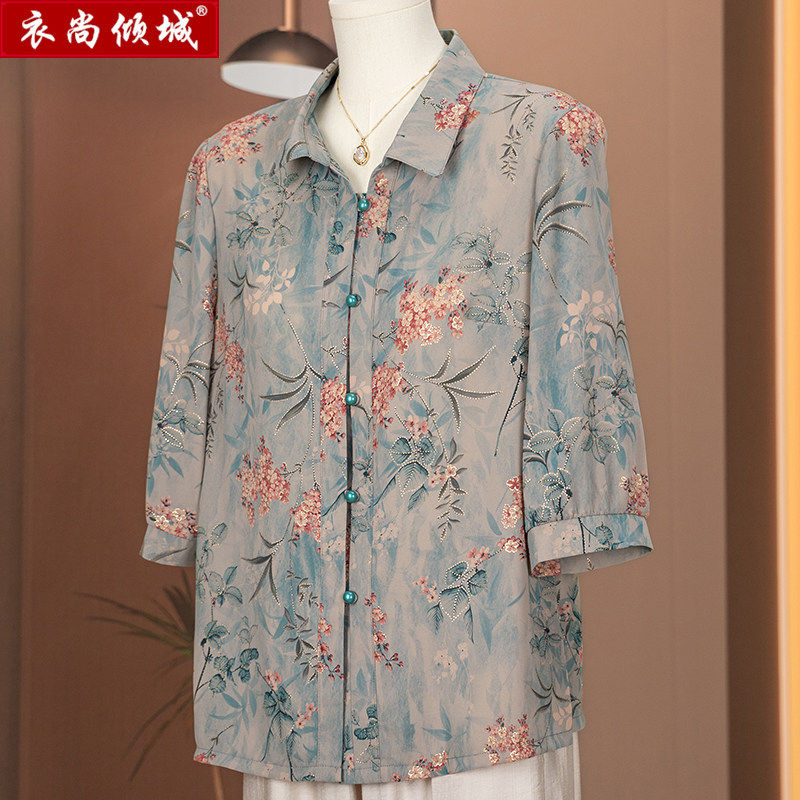 中老年人夏装女奶奶衬衫