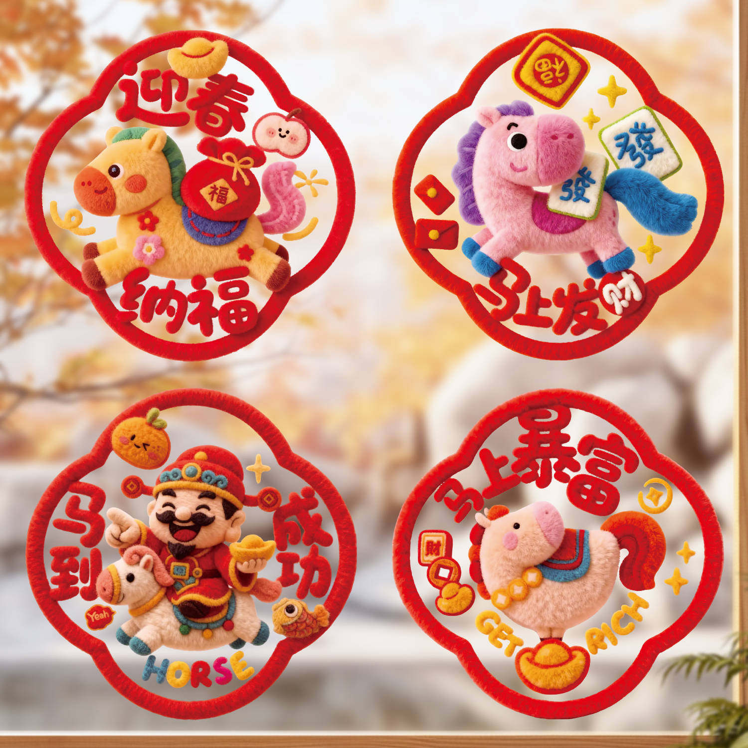 2026马年静电贴新年过年福字门贴春节创意窗户玻璃贴橱窗花装饰品,节庆用品/礼品,喜字/剪纸/贴纸,淘宝优惠券,粉丝福利购,淘宝优惠卷