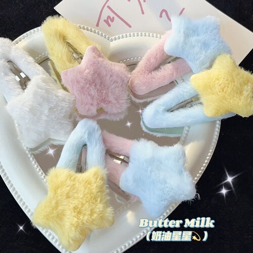 日系毛绒五角星刘海后脑勺发夹