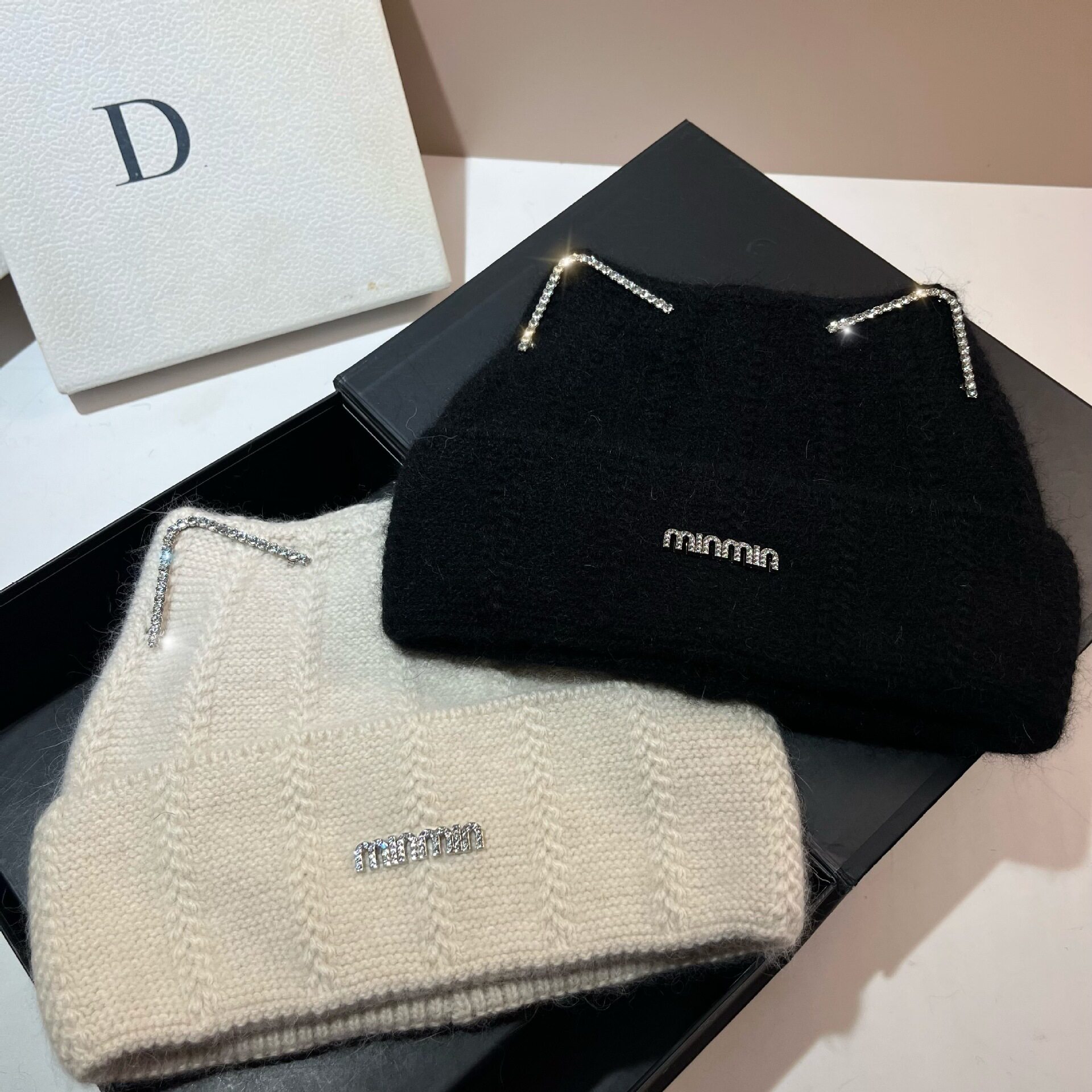 冬季软糯兔毛针织帽加厚升级双折帽檐套头帽时尚韩版大王毛线帽女