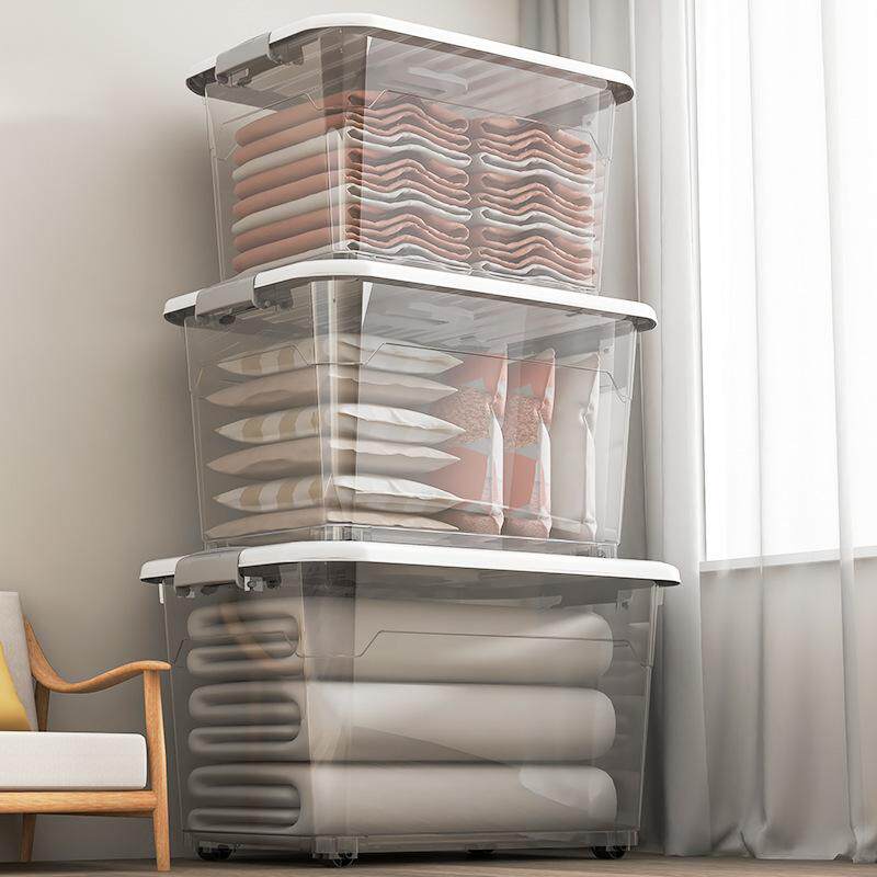 透明收纳箱大容量加厚家用衣服零食书本玩具塑料杂物储物箱整理盒