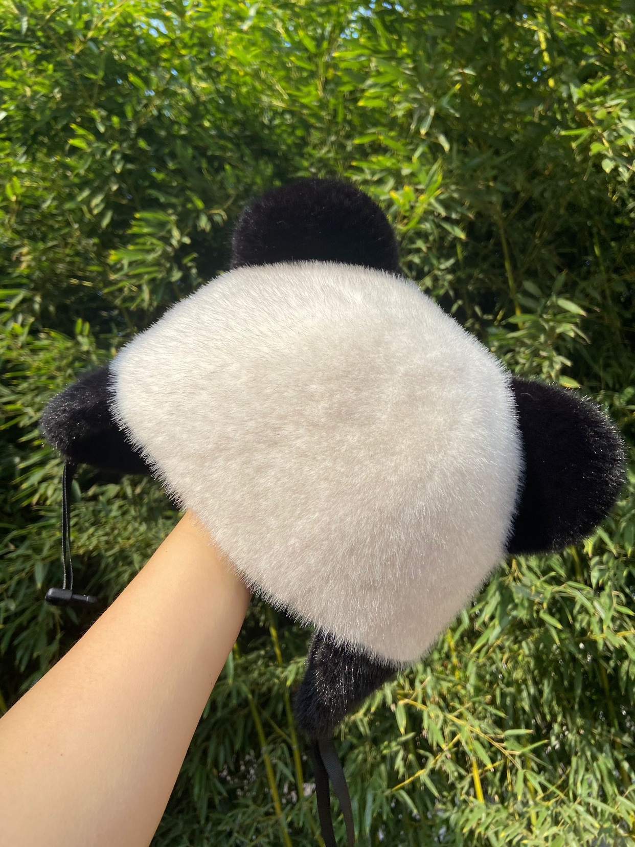 熊猫花花｜秋冬新款毛茸茸熊猫护耳帽子小熊耳朵帽子女儿童亲子帽