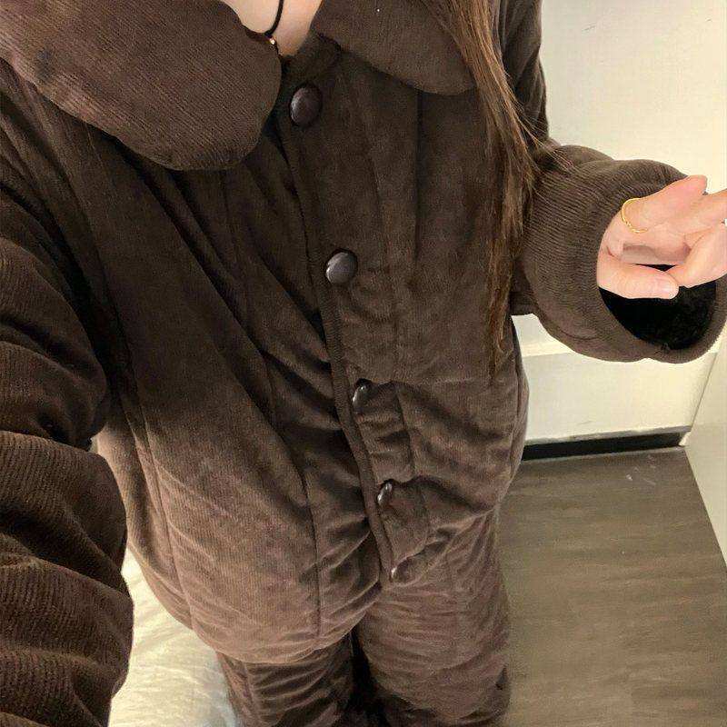 法式复古夹棉睡衣女秋冬季大码加绒加厚娃娃领开衫保暖家居服套装,女士内衣/男士内衣/家居服,睡衣/家居服套装,淘宝优惠券,粉丝福利购,淘宝优惠卷