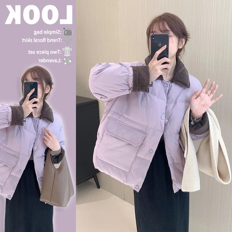 小个子短款加厚棉袄衬衫式羽绒棉服小香风棉衣外套女2024新款冬季
