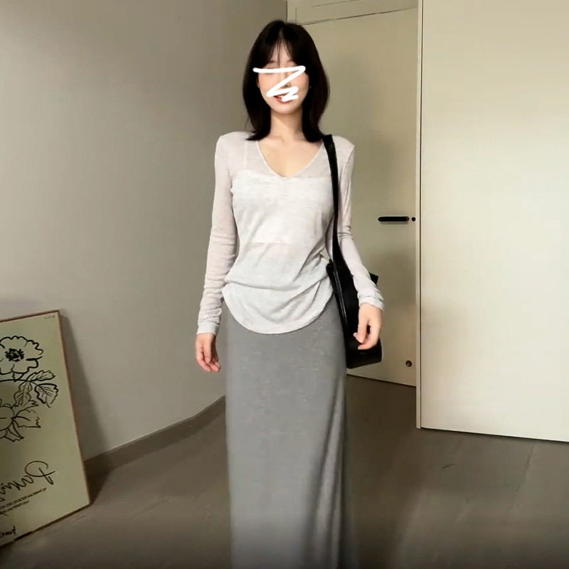 小个子韩系梨型身材穿搭连衣裙子女2024新款早秋季高级感长裙套装