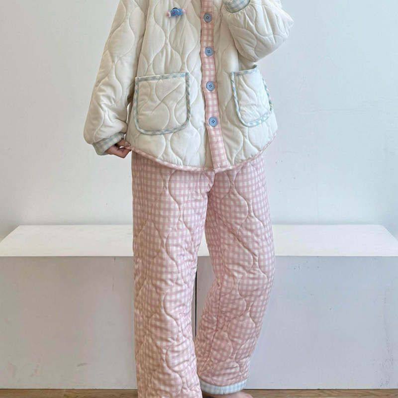 甜美可爱夹棉加厚保暖睡衣女2025年秋冬季新款大码长袖家居服套装,女士内衣/男士内衣/家居服,睡衣/家居服套装,淘宝优惠券,粉丝福利购,淘宝优惠卷