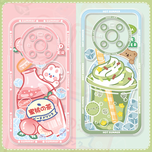 夏日小清新适用华为mate40pro手机壳p40透明P30套mate50/30新款全包防摔P50个性创意P60pro荣耀90软女夏天80