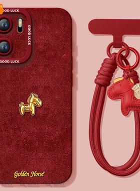 黄金小马适用一加ACE6手机壳ace5pro竞速版ace3的套新款1加ace2新年ace6T保护1+ace3v马年oneplus外壳ace红色