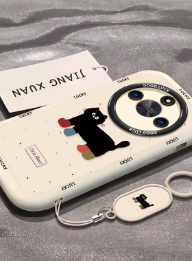 适用荣耀X50手机壳X40gt竞速版华为硅胶honorX50pro套x5o新款por叉专用x30i女honor泼墨猫咪x20se外壳X10max