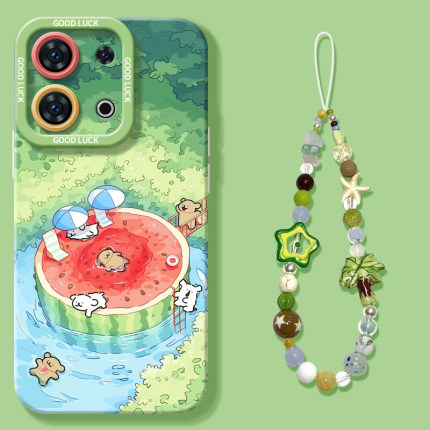 西瓜小狗适用oppoReno14手机壳reno13pro新款11液态reno12硅胶保护7se镜头rone9外壳oppo套8全包0PP0软10