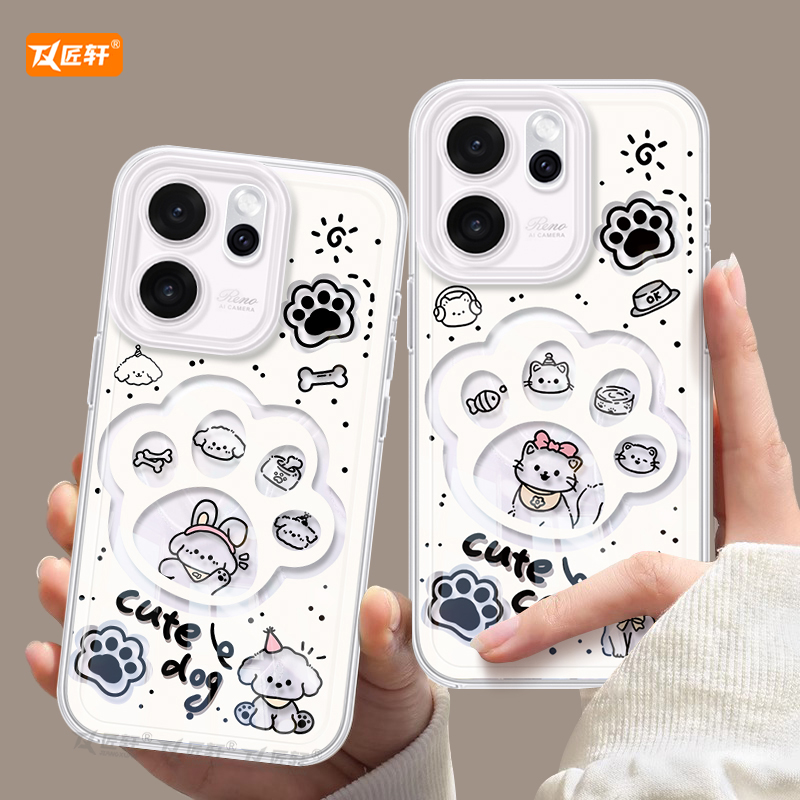 猫狗爪子适用oppoReno15手机壳reno14pro新款13液态reno12硅胶11保护7se镜头rone9外壳oppo套8全包0PP0软10
