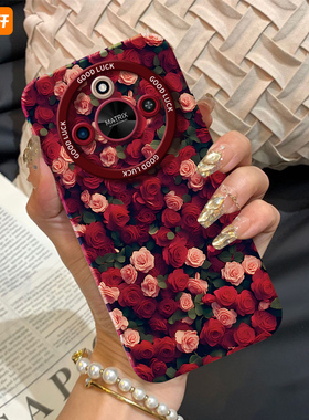 玫瑰花适用荣耀X50手机壳X60竞速版honorX50pro套x5o新款por叉专用x30i女honor新年款蛇年x20se软壳40gt