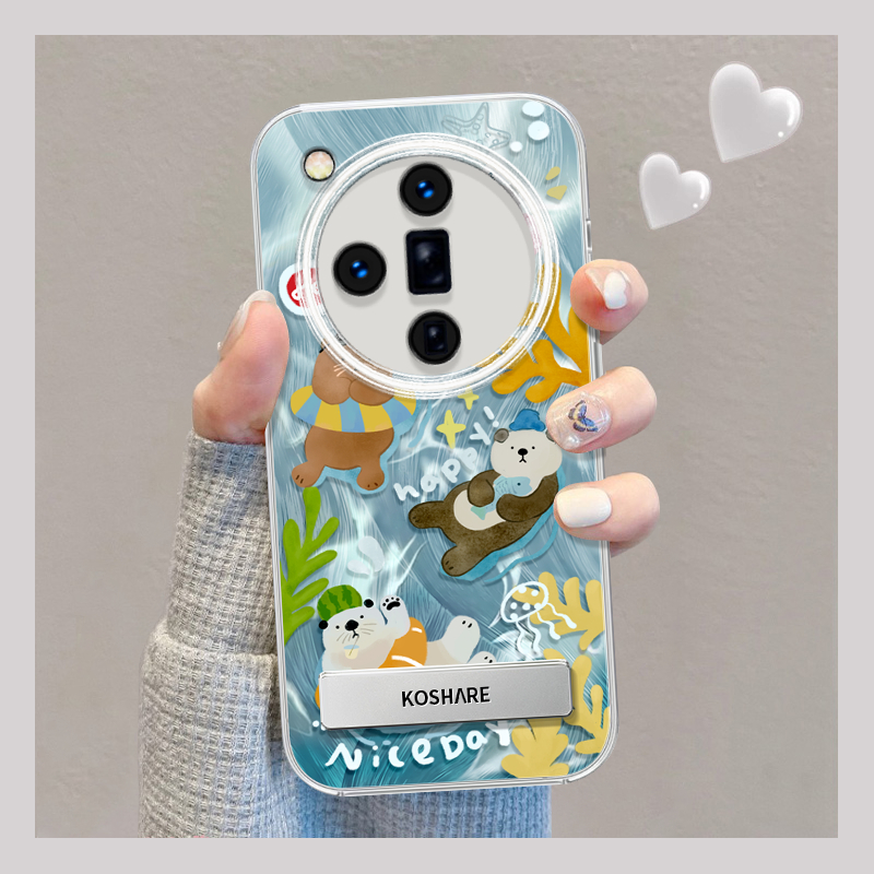 游泳动物适用oppofindx7手机壳新款findx7保护套findx7ultra自带X3羽纱oppo隐形支架fidnx5por软findx6pro