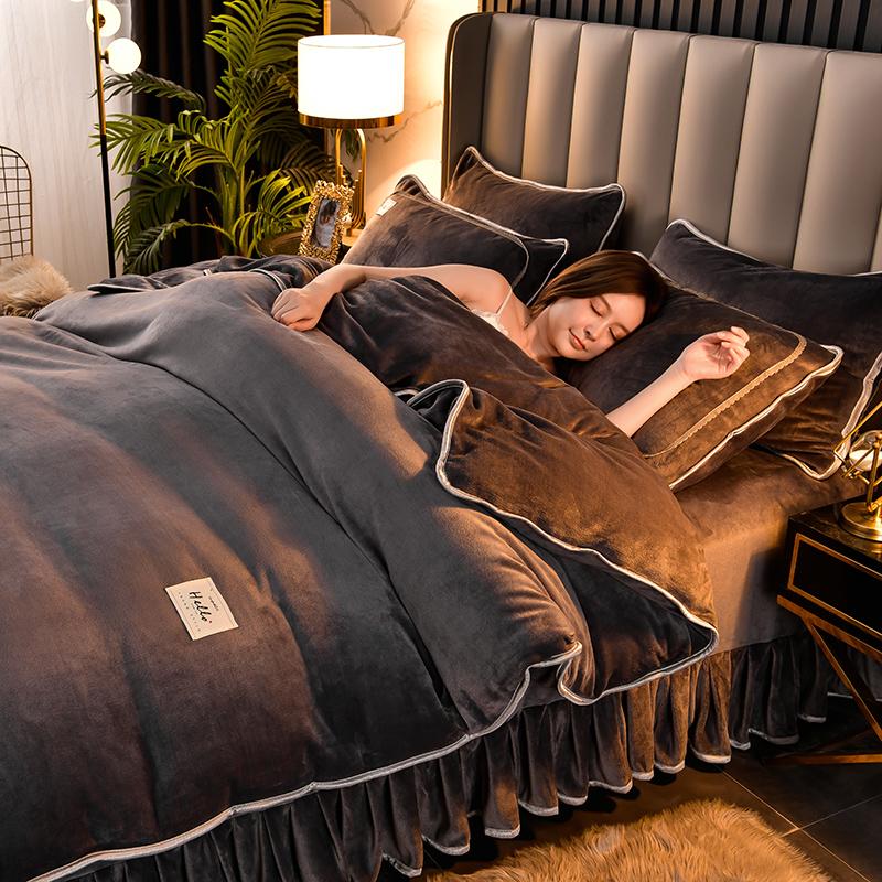 轻奢风雕花绒四件套冬季加厚