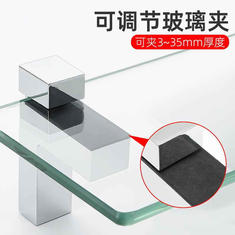 锌合金玻璃夹支架浴室置物架层板固定夹可调节高承重防锈夹板卡扣