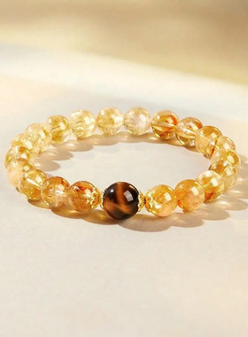 S925银黄水晶手串女金发晶女