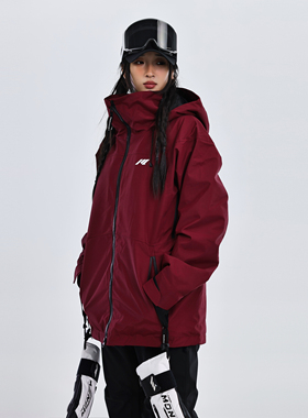 KEEPMONEY2025新款极简风滑雪服男女同款单板防水加厚连帽滑雪衣