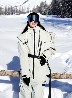 KeepMoney米白月影滑雪服套装单双板滑雪服男女同款防水防雪耐磨