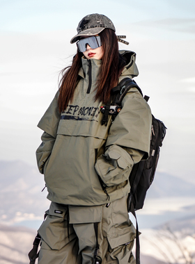 KEEPMONEY美式滑雪服男女单板保暖加厚防水防风滑雪服滑雪衣ins风