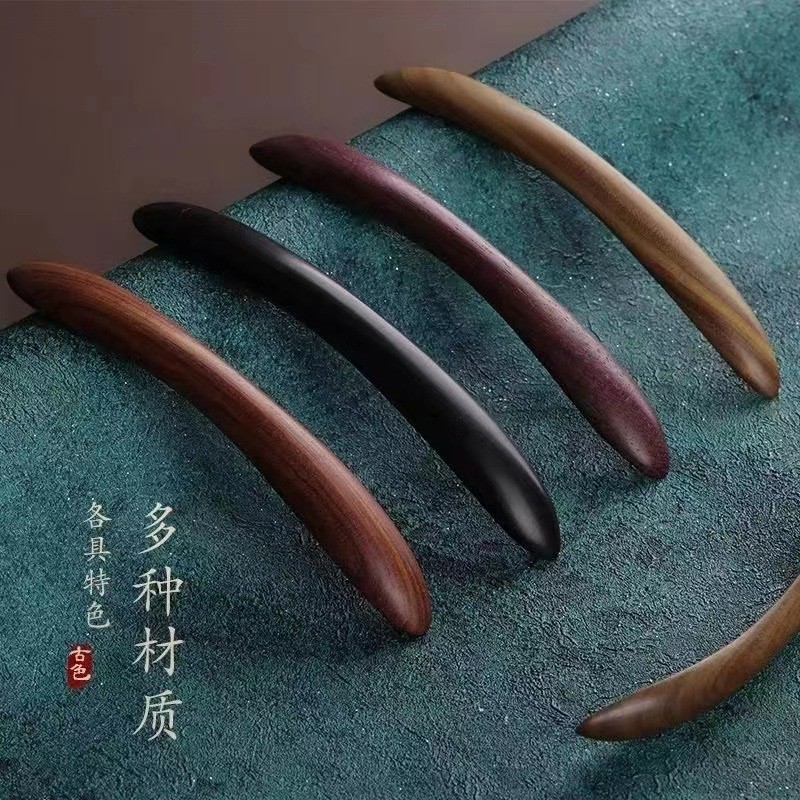 天然檀木双尖双押发簪反扣式盘发汉服日常古风发饰丸子头简易发簪