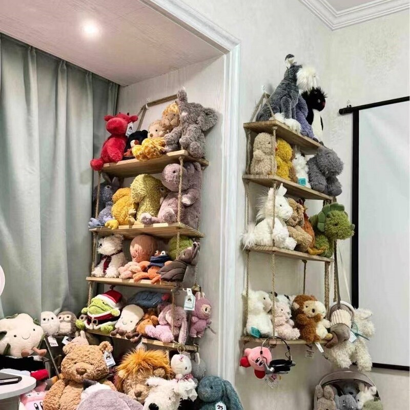玩偶收纳架玩具墙上手办公仔展示架落免打孔墙壁置物装饰隔板挂架