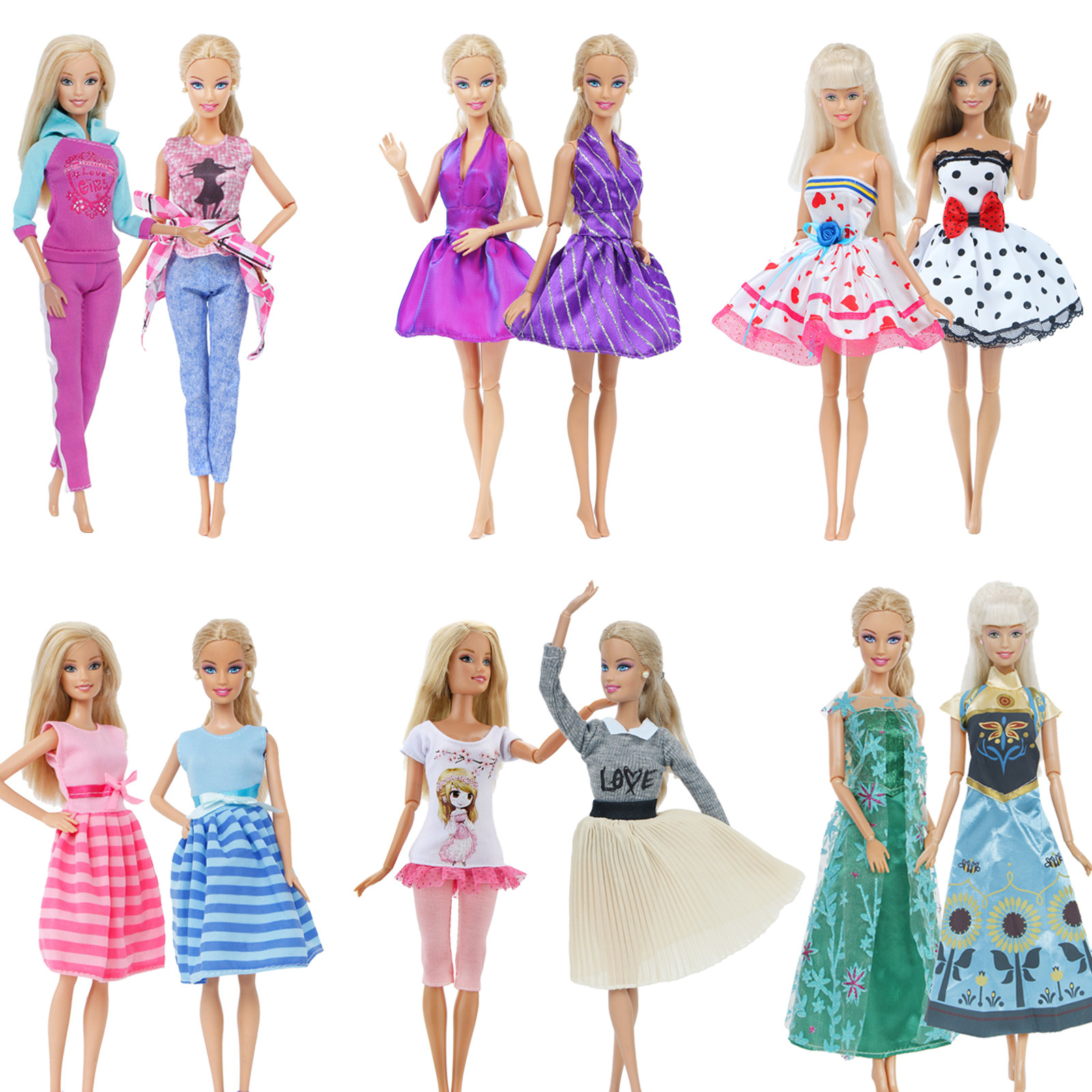 2 pcs / lot handmade doll dress for barbie doll casual daily