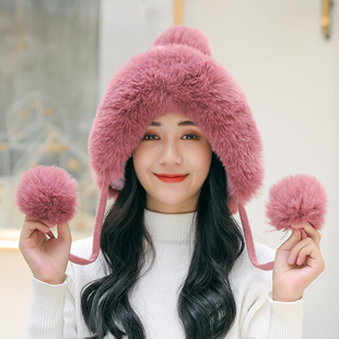 帽子女士冬天韩版潮保暖针织帽秋冬季韩国时尚百搭加绒护耳毛线帽