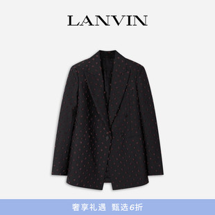 女士撞色绒球西装 LANVIN浪凡 绵羊毛外套 折扣甄选