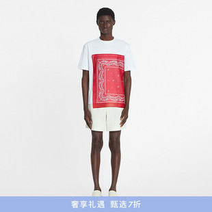 男士 2025春夏新品 LANVIN浪凡 花色丝巾拼贴T恤 折扣甄选