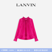 女士春夏季 衬衫 法式 木耳领系带花苞长袖 优雅雪纺衫 LANVIN浪凡