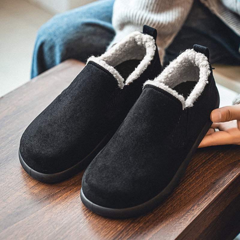 雪地靴男冬季加绒保暖新款豆豆鞋男士一脚蹬爸爸男款面包勃肯棉鞋