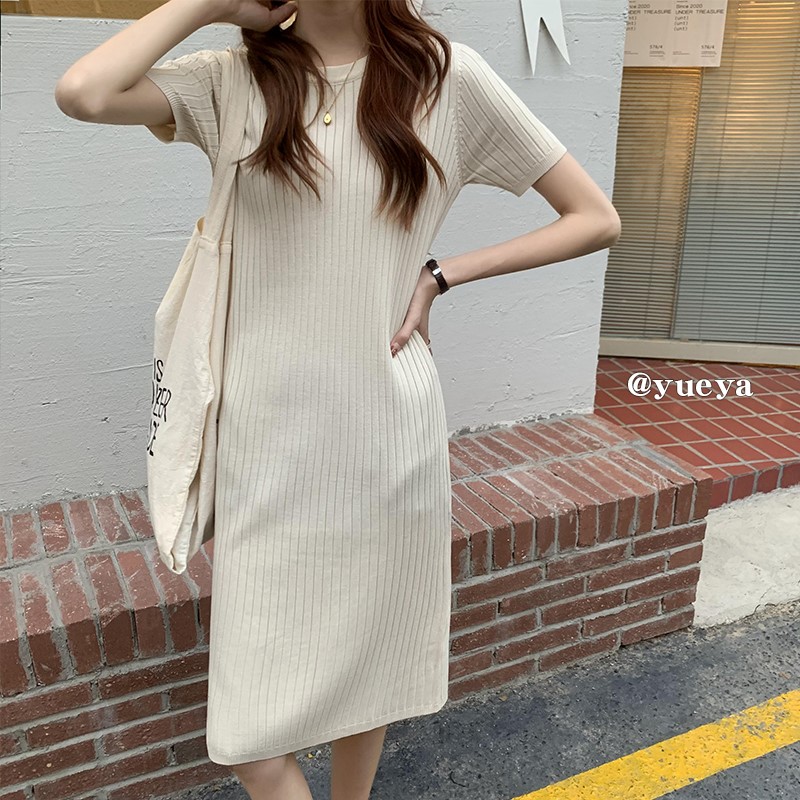 月牙城短袖针织连衣裙女夏季韩版修身中长款过膝内搭打底T恤裙ins|msdalam kategori mod main/animasi/Zhou Bian/cos/permainan papan, kostum cosplay/props/perkhidmatan, Wanita Cosplay - dari Buy2taobao.com untuk memberikan perkhidmatan ejen Taobao profesional membeli