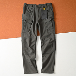 飞禽鸟款战术软壳裤秋冬男士防风防水保暖加绒裤直筒冲锋裤长裤子