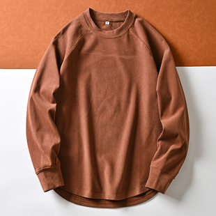柔软保暖圆领套头长袖 秋冬男士 卫衣 男外贸日单男装 双面德绒打底衫