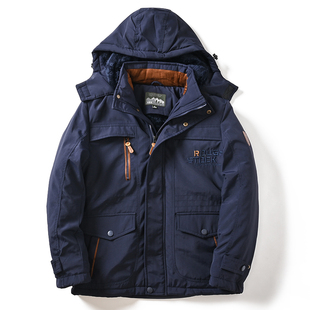 超厚实保暖羊羔绒工装外套外贸男装美式休闲防水连帽冲锋棉衣棉服